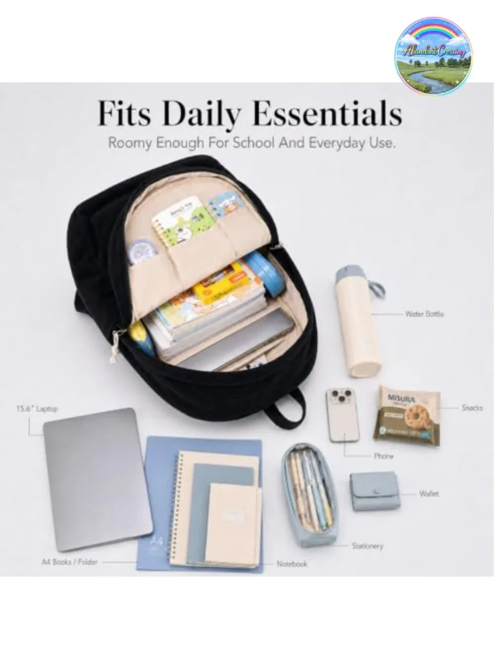 Large Corduroy Laptop Backpack for Women 15.6 inch Book bag